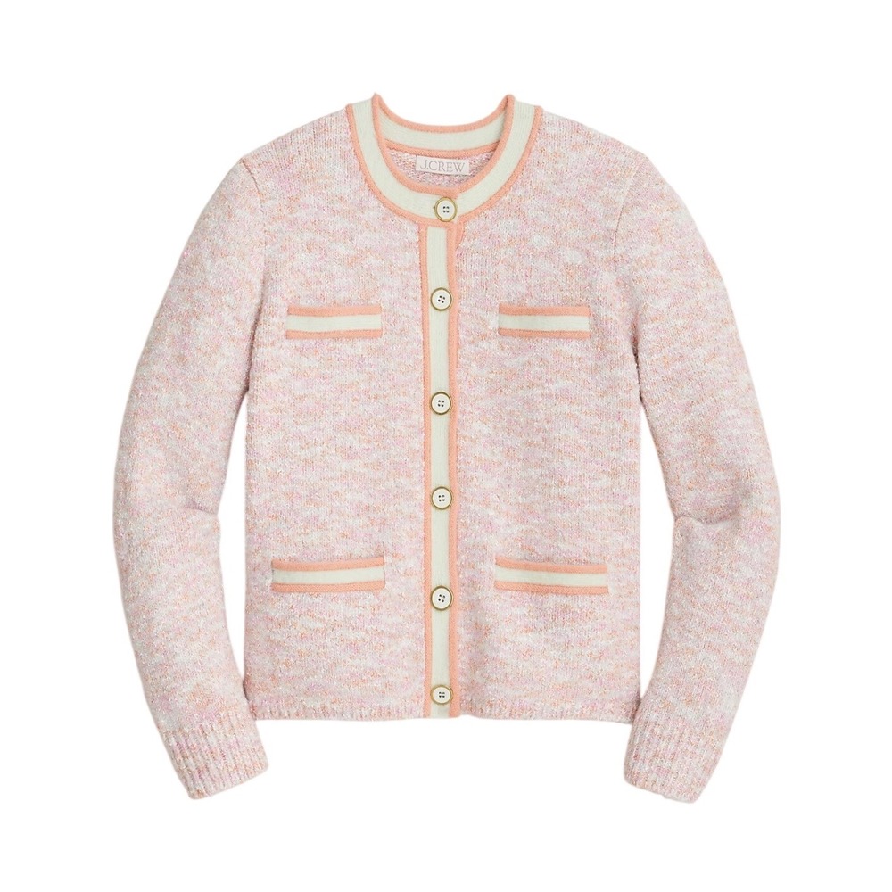 J.Crew Marled Sweater Lady Jacket Button Front Cardigan Pink XS Old Money Preppy